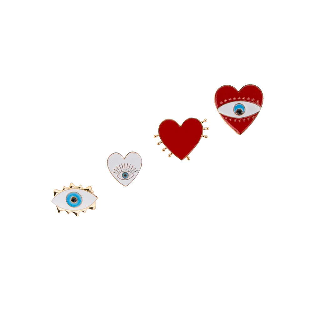 Evil Eye Heart Ring Set