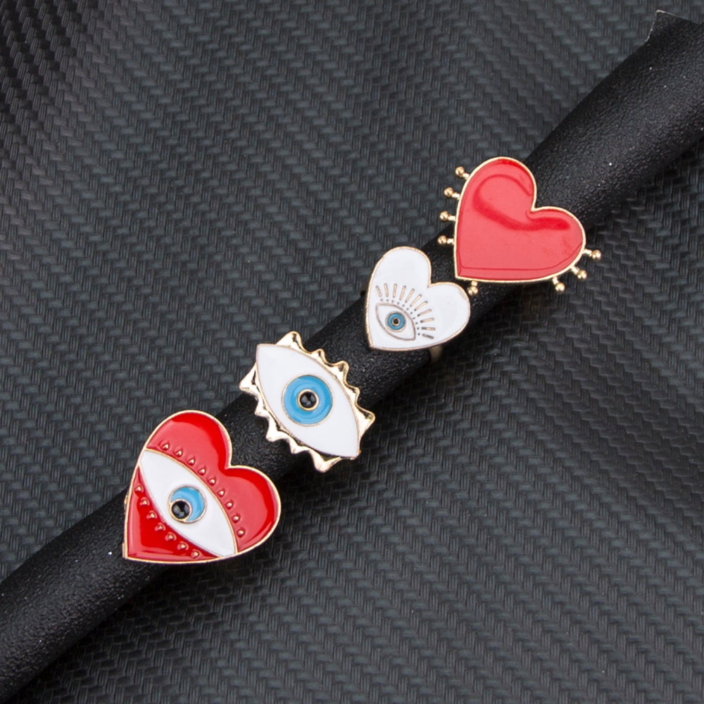 Evil Eye Heart Ring Set