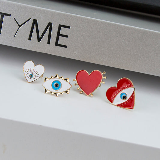 Evil Eye Heart Ring Set