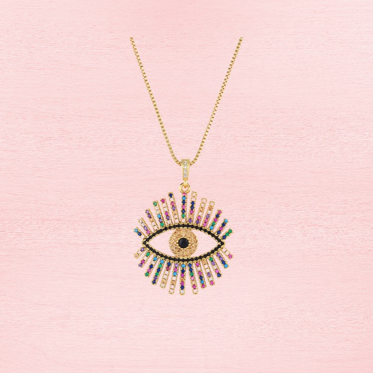 Evil Eyes Layering Necklaces Neon Rainbow Eyes Necklace-Sunday Forever NYC